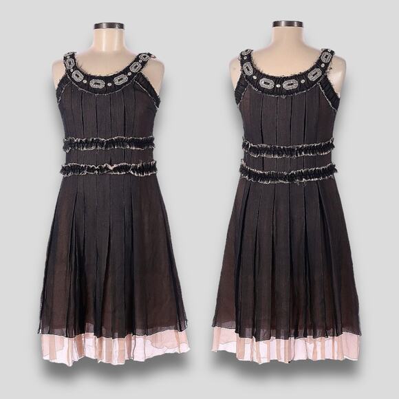 MARC JACOBS SILK FIT FLARE PARTY DRESS COCKTAIL PINK BLACK MEDIUM SIZE 6 - Picture 1 of 9